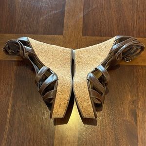 Brown leather Diba wedge sandals